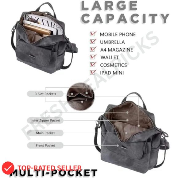 PU Leather Backpack Purse Multipurpose Design Handbag Travel Daypack - Picture 7 of 7